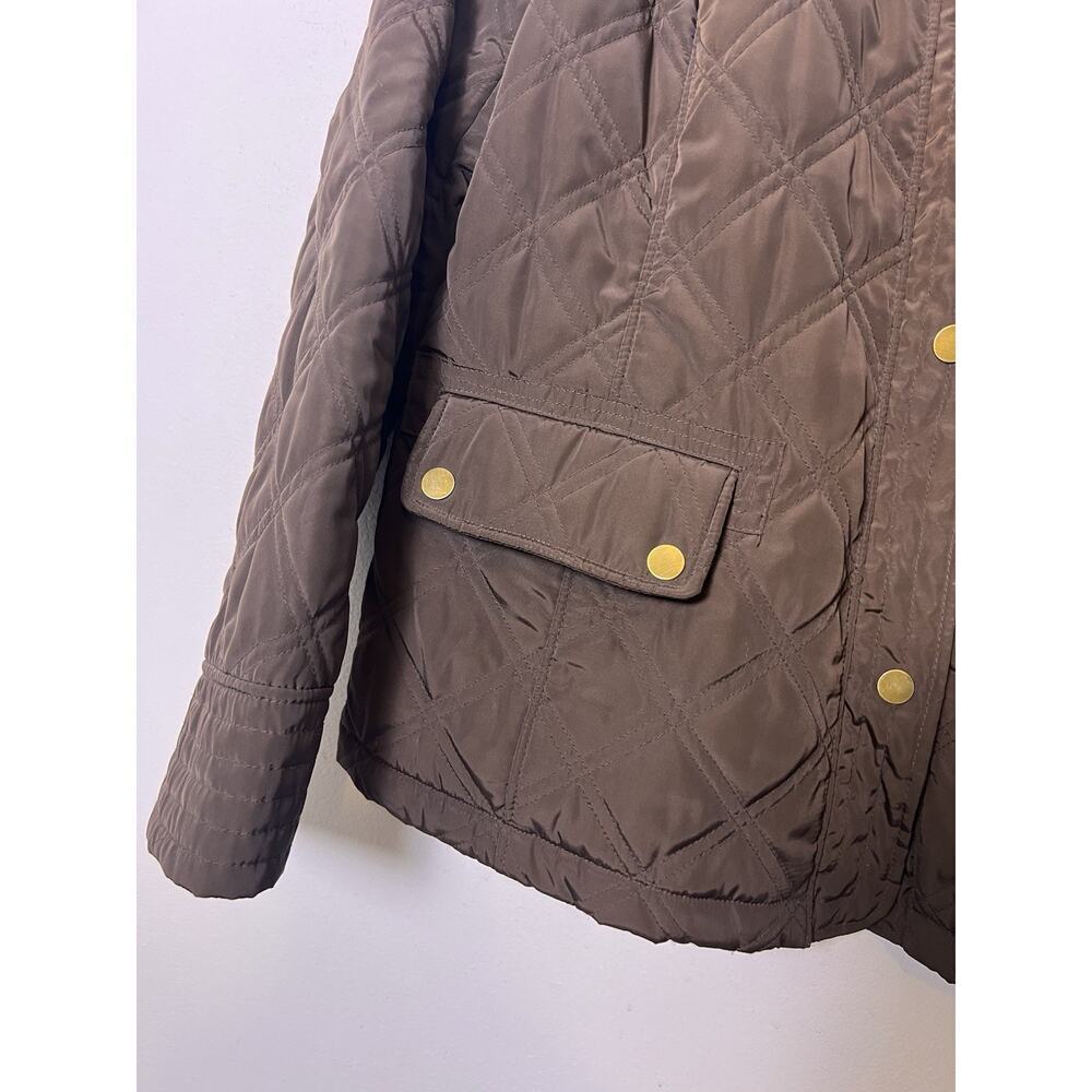 Talbots Womens Quilted Barn Jacket Petite Sz L Brown Snap Button - Picture 4 of 16